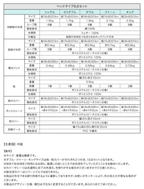 スーパSALE10倍&4時間限定10%OFF MITAS寝具SELECT フランス産フェザー羽根布団8点セット ベッドタイプ Plume プルーム セミダブル8点セット