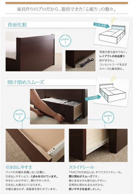 スーパSALE10倍&4時間限定10%OFF お客様組立 大容量収納ファミリーチェストベッド ベッドフレームのみ A+C ワイドK240(SD×2)