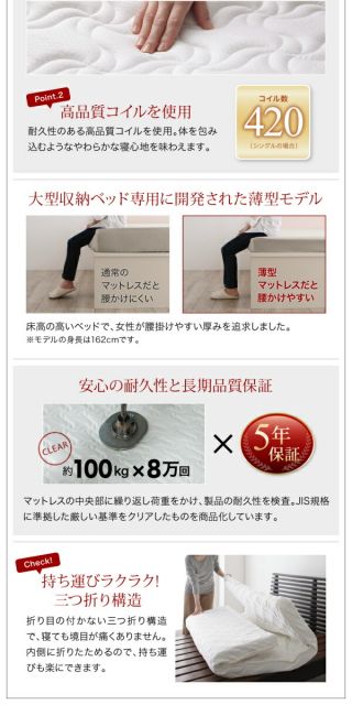 お客様組立 国産跳ね上げ収納ベッド ダークブラウン 薄型抗菌国産ポケットコイルマットレス付き 横開き セミダブル 深さレギュラー