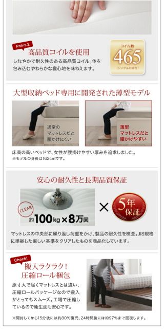 スーパSALE10倍&4時間限定10%OFF ベッド ベット マットレス付き 収納 収納付 収納ベッド 跳ね上げ 跳ね上げベッド ガス圧式 宮付き コンセント付 日本製 お客様組立 薄型プレミアムポケットコイルマットレス付 縦開 シングル 深さレギュラー