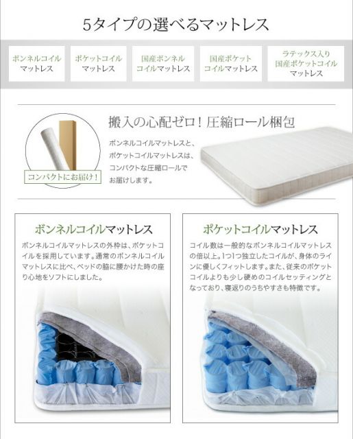 スーパSALE10倍&4時間限定10%OFF 親子で寝られる収納棚・照明付き連結ベッド ポケットコイルマットレス付き ワイドK280