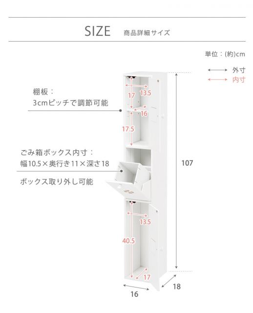 スーパSALE10倍&4時間限定10%OFF コーナーにハマる 省スペース トイレラック 幅16cm 高さ107cm (トイレラック スリム 収納 トイレットペーパー トイレ収納トイレ )