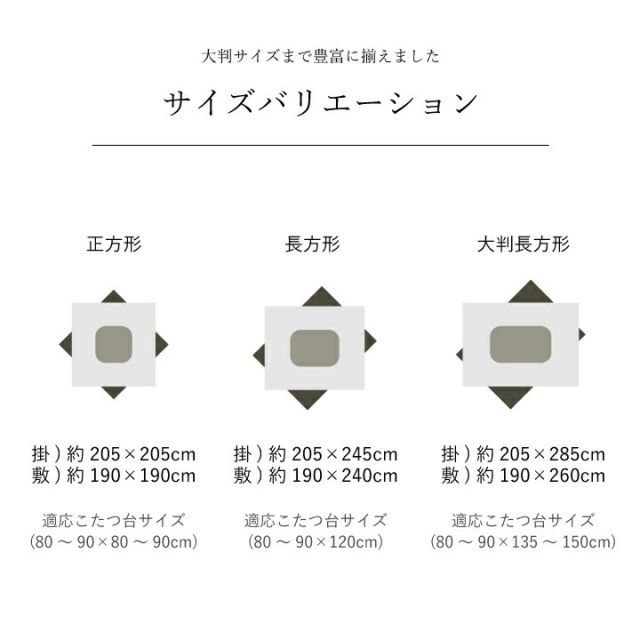 日本製 こたつ布団 こたつ厚掛敷 セット 和柄 長方形 大判 約 205×285cm
