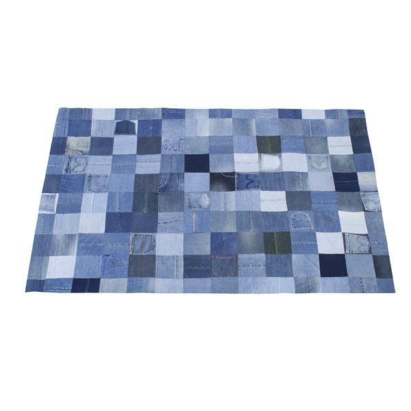 スーパSALE10倍&4時間限定10%OFF ラグマット 絨毯 140×200cm 長方形 インド製 コットン 綿 ウレタンフォーム デニムラグ リビング ダイニング ベッドルーム 寝室