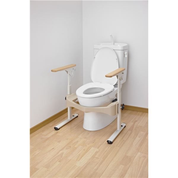 スーパSALE10倍&4時間限定10%OFF アロン化成 トイレ用手すり 洋式トイレフレームSはねあげR-2(1)木製ヒジ掛ケ 533-087 日用品雑貨・文房具・手芸 トイレ用品