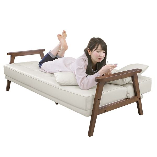 ソファーベッド シングル 幅185cm ダークブラウン PVCレザー 合成皮革 合皮 クッション2個 肘付 脚付 ソファベッド シングルベッド リビングソファ ソファーベット ソファベット Milano ミラノ 玄関渡し代引NG ソファ・ソファベッド ソファベッド