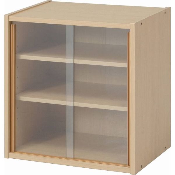 スーパSALE10倍&4時間限定10%OFF ミニ 食器棚 キッチン収納 幅43cm メープル ガラス製引き戸付き ダイニング 台所【代引NG】