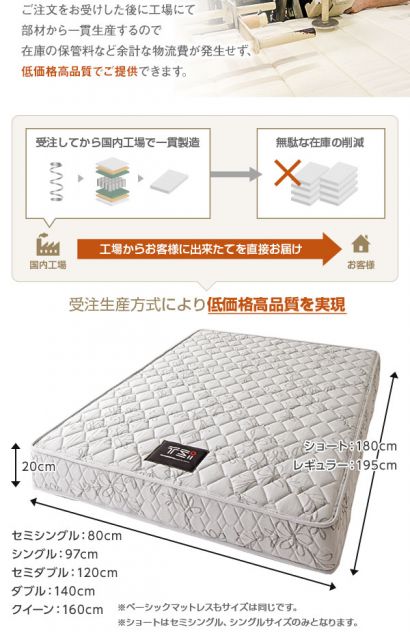 完全受注生産 純国産 TSI ポケットコイルマットレス エクセレントハードタイプ/ シングル ノンヒートコイル 抗菌・防臭・防ダニ加工 高品質 東京スプリング 国内自社一貫製造 日本製代引NG