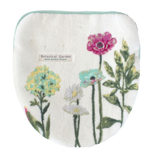 スーパSALE10倍&4時間限定10%OFF 花柄 便座フタカバー/トイレ用品 【グリーン】 幅41.5cm 洗える 吸着型 抗菌防臭加工 『オカ ボタニカルガーデン ドレニモ』