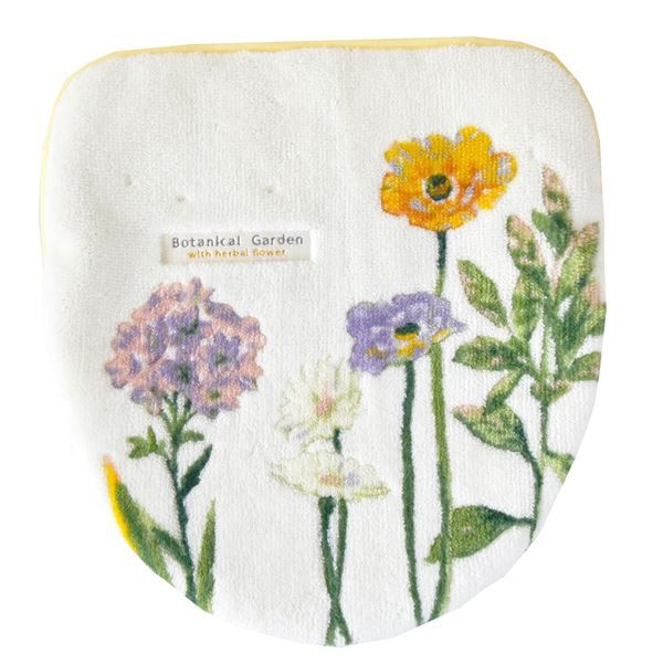 スーパSALE10倍&4時間限定10%OFF 花柄 便座フタカバー/トイレ用品 【イエロー】 幅41.5cm 洗える 吸着型 抗菌防臭加工 『オカ ボタニカルガーデン ドレニモ』