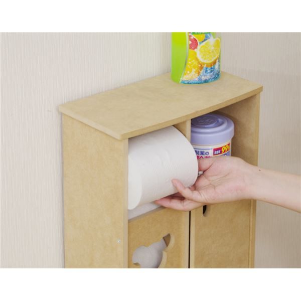 トイレラック トイレ収納 幅31cm×奥行16cm×高さ61cm ナチュラル ワイド 無塗装 トイレットペーパー最大5個収納可 扉付き 日本製 国産 トイレットペーパー収納 トイレット ペーパーホルダー代引NG