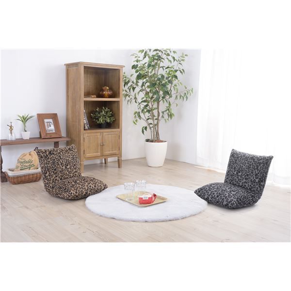 フロアチェア/座椅子 レオパード柄 B 正方形 38cm×38cm 折りたたみ 『カックンリクライナー Arucco Chair アルッコチェア』