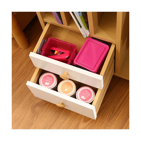 ハンガーラック コートハンガー 幅580mm ホワイト×ナチュラル 縦置き キャスター 引き出し フック付 NORM ストレージラック代引NG