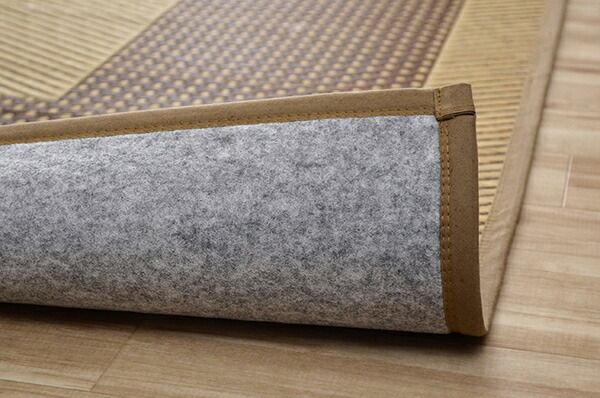 夏用 い草 ラグマット/絨毯 シンプル ベージュ 約191×250cm 長方形 日本製 抗菌 防臭 防滑 湿度調節 ホットカーペット対応代引NG