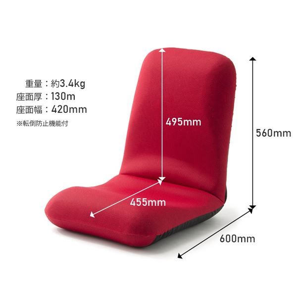 背筋ピン 座椅子/パーソナルチェア Lサイズ ブルー メッシュ生地 約幅42cm スチールパイプ リクライニング 日本製代引NG
