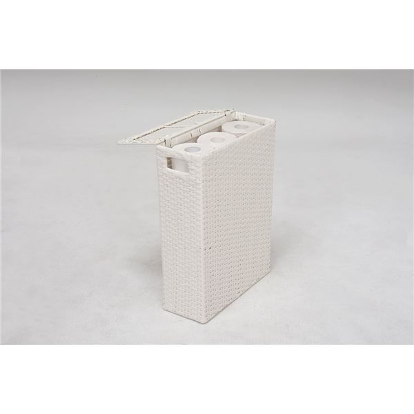 スーパSALE10倍&4時間限定10%OFF トイレットペーパーボックス/トイレ収納 【ホワイト 幅35×奥行14×高さ47cm】 スチール 〔御手洗 レストルーム〕【代引NG】