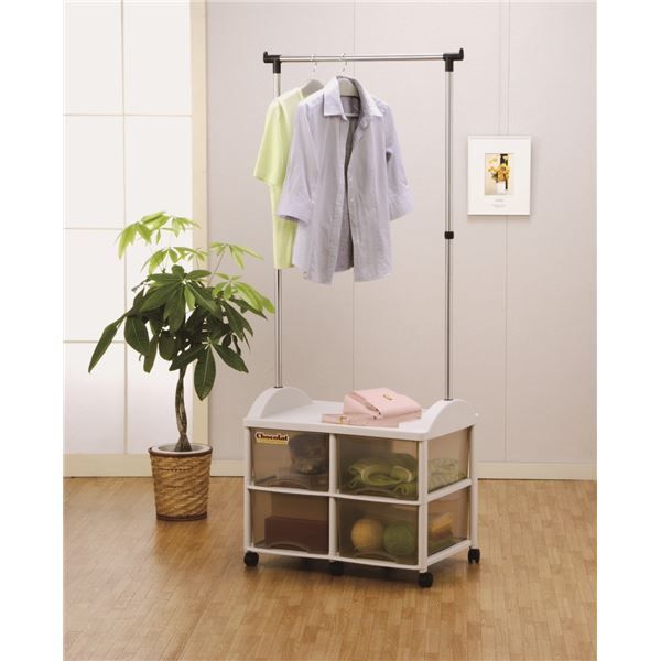 スーパSALE10倍&4時間限定10%OFF ハンガーラック/衣類収納 【4W型】 66×44.5×159.5cm 日本製 引き出し キャスター付き ハンガーボックス 〔寝室 ベッドルーム〕【代引NG】
