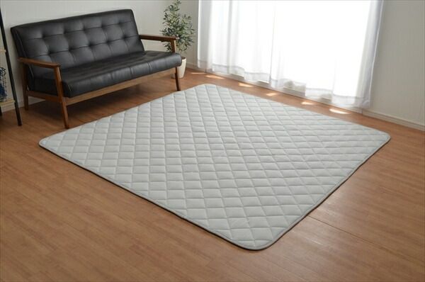 こたつ敷布団/キルトラグマット 3畳 先染め カーキ 約190×240cm 綿100% 洗える 床暖房可 防滑 〔リビング〕代引NG