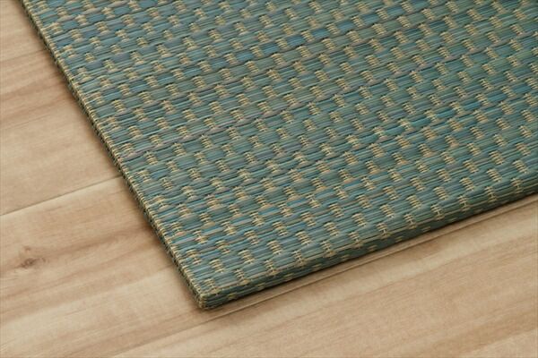 軽量 置き畳/ユニット畳 約60×60×1.2cm ブルー 4枚組 コンパクト 滑り止めドット 〔子供部屋 キッズルーム キッチン〕代引NG