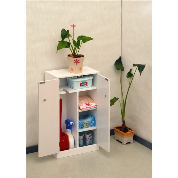 スーパSALE10倍&4時間限定10%OFF トイレラック トイレ収納 約幅32×奥行16×高さ54cm ホワイト サニタリーサイドボックス お手洗い 御手洗