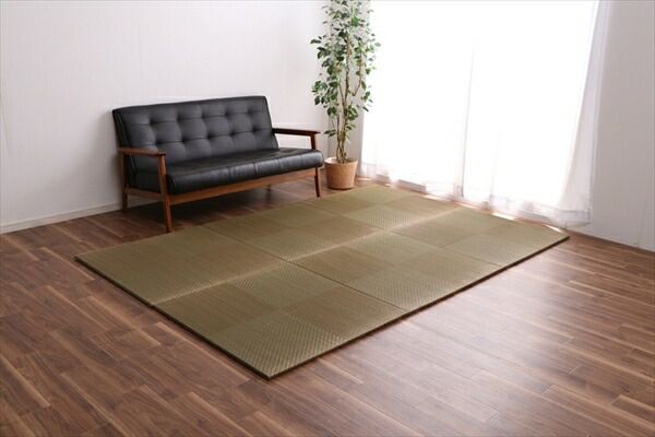 スーパSALE10倍&4時間限定10%OFF 置き畳 約82×82×1.7cm 2枚1組 市松柄 ブラック 日本製 い草 ユニット畳 軽量 防滑 抗菌 防臭 消臭 調湿 防音対策 置きたたみ イ草 畳マット ジョイントマット【代引NG】