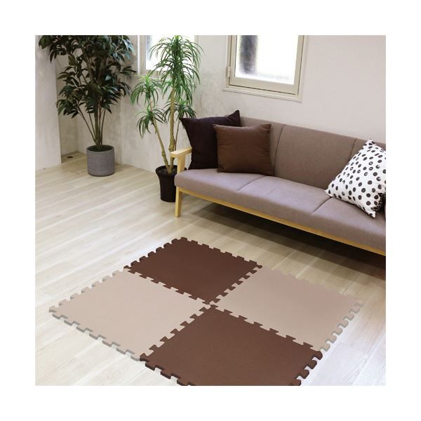スーパSALE10倍&4時間限定10%OFF 明和グラビア 極厚ジョイントマット600×600mm 20mm厚 ブラウン/グレイッシュベージュ VJEM-6020(BR/GB)1パック(4枚)