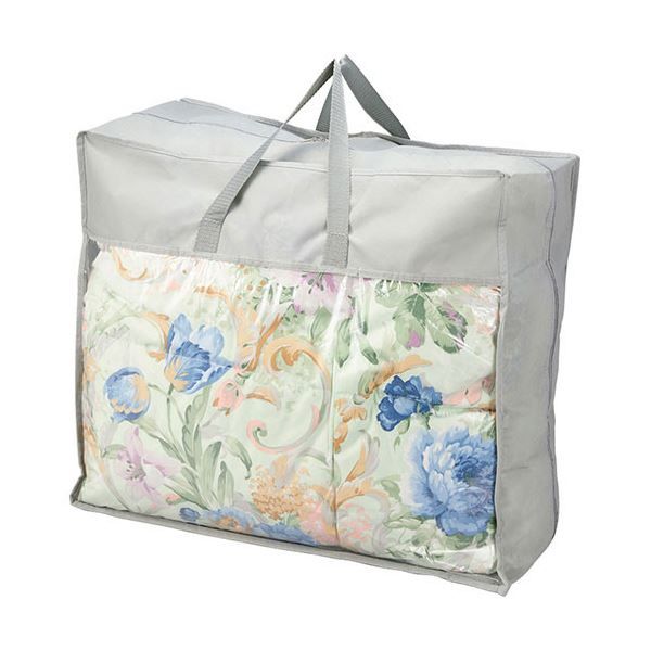 スーパSALE10倍&4時間限定10%OFF 花浪漫 羽根ふとん バッグ入り 約150×210cm ブルー L7048600