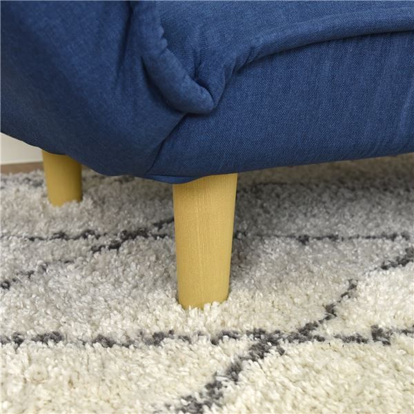 カウチソファ 幅130〜174cm カウチソファー 7段階リクライニング 肘付き 肘14段階ギア コンパクト ファブリック ブルー BU 組立品