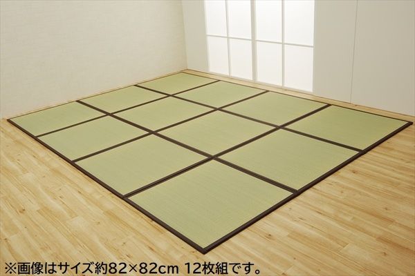 い草 置き畳/ユニット畳 【ブラウン 約82×164×1.7cm 3枚1セット】 日本製 軽量 ジョイント付き 抗菌 防臭 〔リビング〕【代引NG】