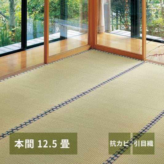 スーパSALE10倍＆4時間限定10％OFF い草上敷き 谷川 (たにがわ) 本間 12.5帖 12.5畳 引目織 い草カーペット 畳の保護 和室 いぐさ　たたみ