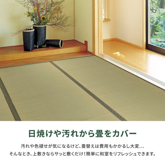 スーパSALE10倍＆4時間限定10％OFF い草上敷 柳川 (やながわ) 本間 10帖 10畳 双目織 お手頃 リーズナブル 畳の保護 いぐさ　たたみ