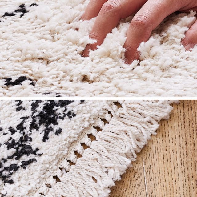 ウィルトンマット BOHO 約40×60cm ベニワレン風 モロッコ風 モロッカン 玄関マット インテリアマット ふかふか シャギー ベルギー製 いぐさ　たたみ