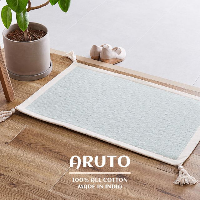 インド綿マット アルト 約50×80cm 洗濯機で洗える ボンディング 玄関マット 滑り止め付き いぐさ　たたみ