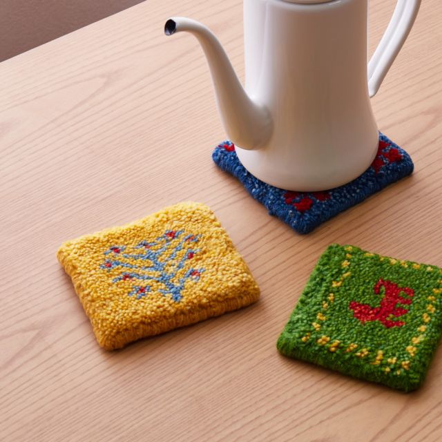 ギャッベ コースター 約10×10cm ミニギャッベ 座卓敷き 壁飾り いぐさ　たたみ