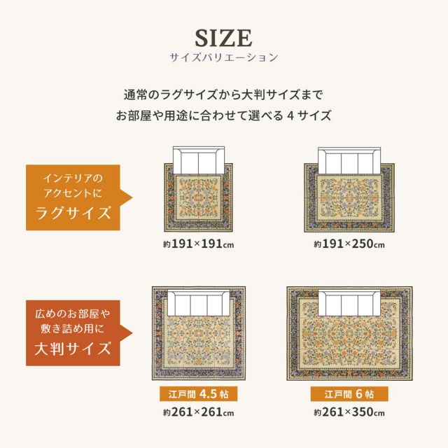 スーパSALE10倍＆4時間限定10％OFF 国産 い草ラグ イデア 約191×250cm 裏貼り 滑り止め加工 センターラグ アクセントラグ 花柄 いぐさ　たたみ