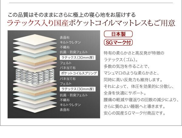 スーパSALE10倍＆4時間限定10％OFF 照明・棚付き収納ベッド ポケットコイルマットレス付き シングル