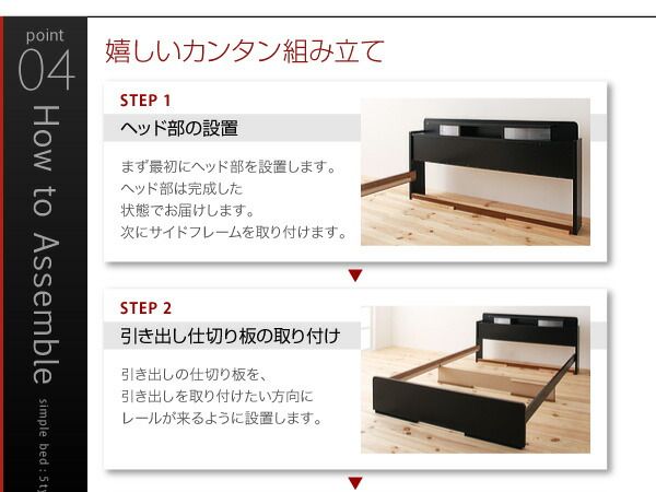 スーパSALE10倍＆4時間限定10％OFF 照明・棚付き収納ベッド 国産ポケットコイルマットレス付き セミダブル