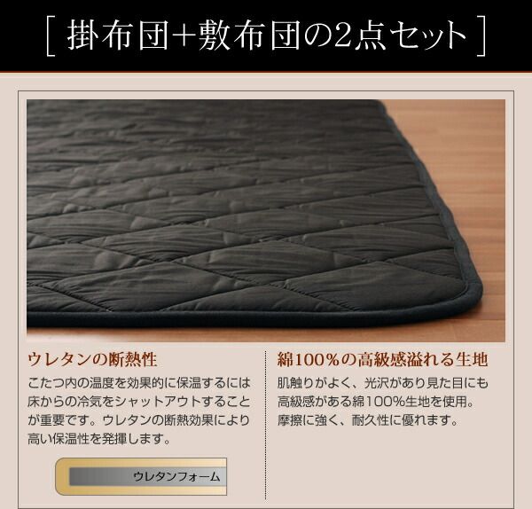 スーパSALE10倍＆4時間限定10％OFF こたつ布団セット 日本製2タイプから選べるベーシック&ボリュームこたつ掛布団 掛布団&敷布団2点セット ベーシック 4尺長方形(80×120cm)天板対応