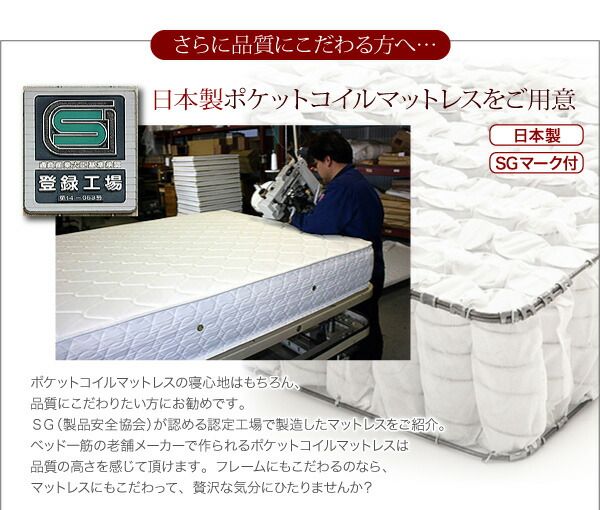 スーパSALE10倍＆4時間限定10％OFF 照明・コンセント付き収納ベッド ラテックス入り国産ポケットコイルマットレス付き ダブル