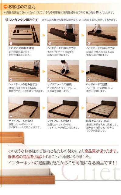 スーパSALE10倍＆4時間限定10％OFF 棚・コンセント付きフロアベッド スタンダードボンネルコイルマットレス付き ダブル