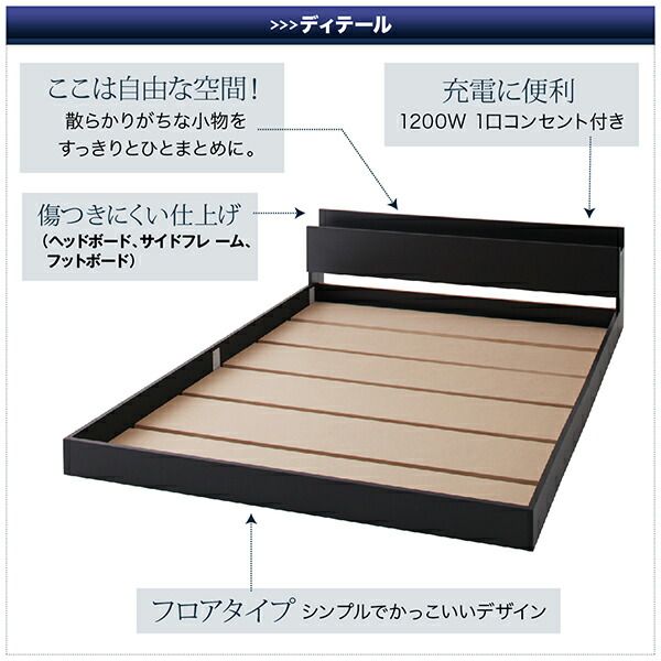 スーパSALE10倍＆4時間限定10％OFF 棚・コンセント付きフロアベッド ベッドフレームのみ シングル