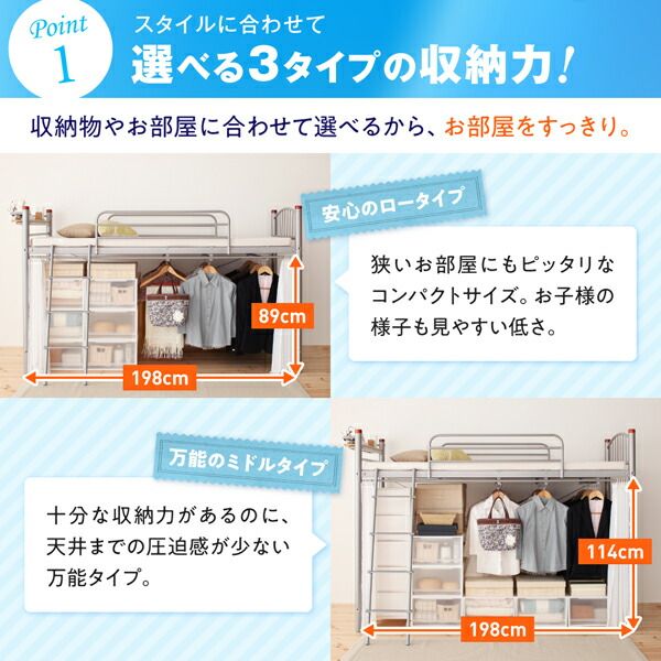 スーパSALE10倍＆4時間限定10％OFF 高さが選べる宮付きパイプロフトベッド ハイタイプ シングル