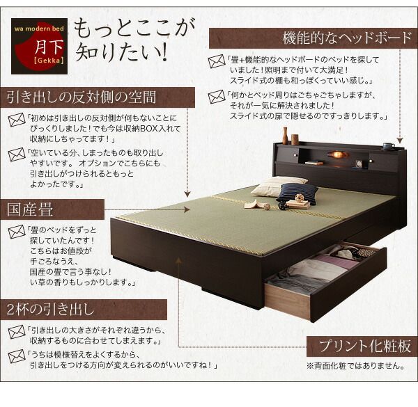 スーパSALE10倍＆4時間限定10％OFF 照明・棚付き畳収納ベッド セミダブル