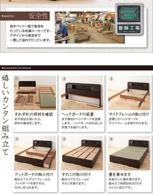 スーパSALE10倍＆4時間限定10％OFF 照明・棚付き畳収納ベッド セミダブル