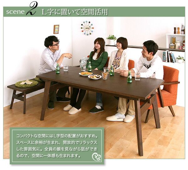 スーパSALE10倍＆4時間限定10％OFF ダイニングセット（テーブル&ベンチ） 4人 天然木北欧スタイル ソファダイニング 3点セット(テーブル+ベンチ2脚) W160