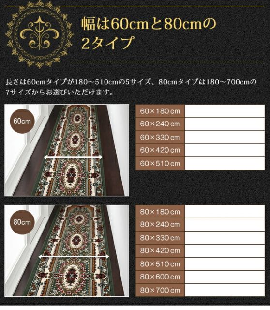 スーパSALE10倍＆4時間限定10％OFF ベルギー製ウィルトン織りクラシックデザイン廊下敷き 80×330cm