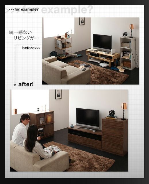 スーパSALE10倍＆4時間限定10％OFF リビング収納 チェスト キャビネット タンス テレビ台 シンプルモダンリビングシリーズ 2点セット(テレビボード+フラップチェスト)