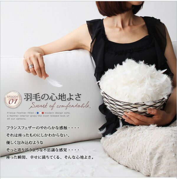 スーパSALE10倍＆4時間限定10％OFF スタンダードソファ デザインソファ フランス産フェザー入りモダンデザインソファ 幅190cm