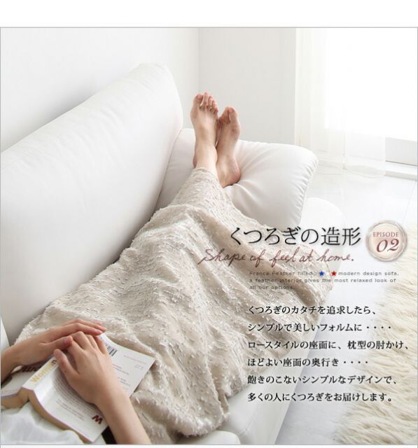 スーパSALE10倍＆4時間限定10％OFF スタンダードソファ デザインソファ フランス産フェザー入りモダンデザインソファ 幅190cm