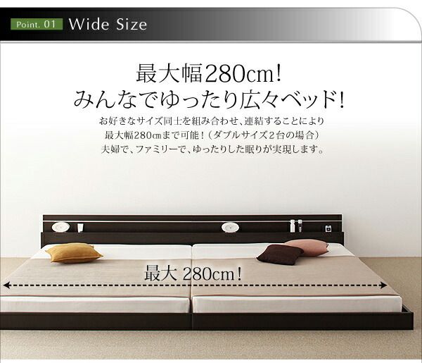 スーパSALE10倍＆4時間限定10％OFF モダンライト・コンセント付き国産フロアベッド 国産ボンネルコイルマットレス付き ダブル